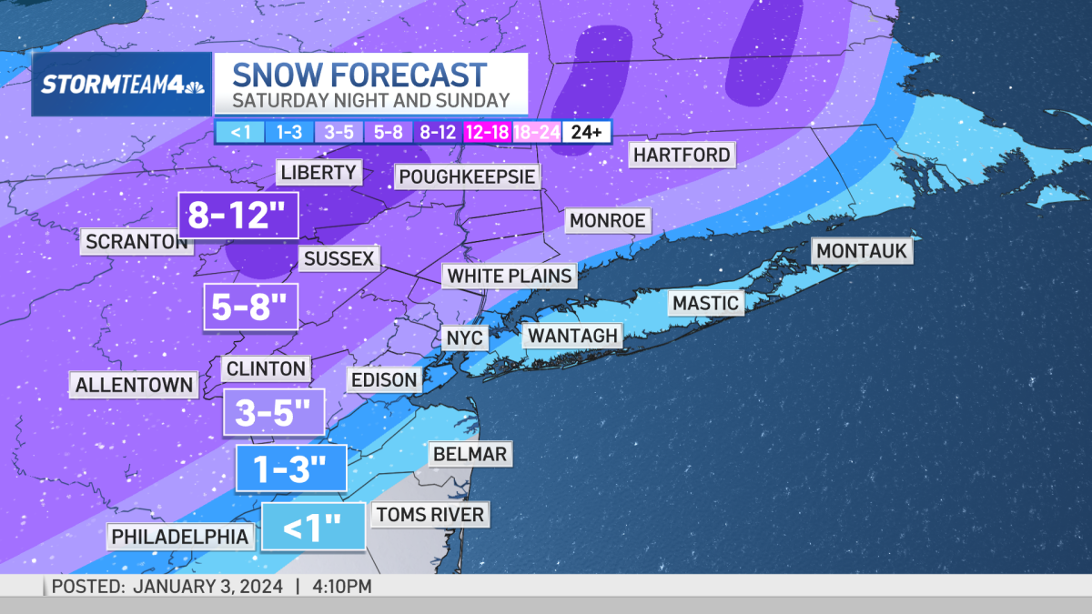 雪花预报地图：纽约市区周末可能会下多少雪？
