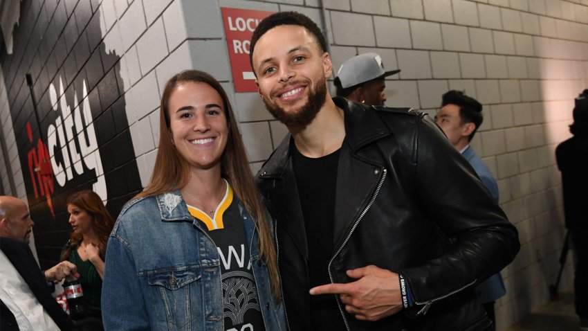 Sabrina Ionescu and Steph Curry