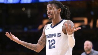 File photo: Memphis Grizzlies guard Ja Morant (12) reacts in the second half against the Los Angeles Lakers at Crypto.com Arena.