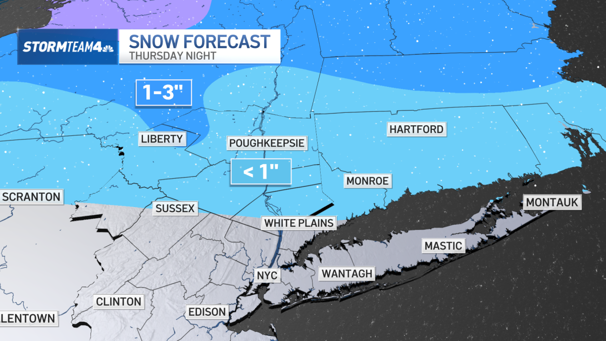 纽约地区的部分地方可能在明天会有更多的雪。不，这不会像周二那样多。