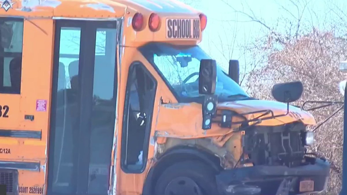 School bus with children on board overturns on Long Island Expressway ...