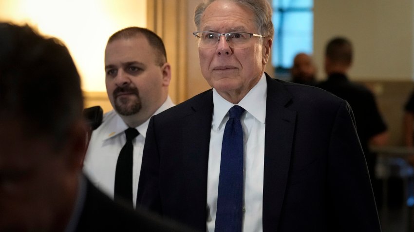 FILE – Wayne LaPierre, CEO of the National Rifle Association, arrives at court in New York, Jan. 8, 2024. Closing arguments are expected in state Supreme Court in Manhattan, Thursday, Feb. 15, 2024, in the civil case brought by state Attorney General Letitia James against the NRA, its former CEO Wayne LaPierre and three other NRA officials. Jury deliberations are slated to follow. (AP Photo/Seth Wenig, File)