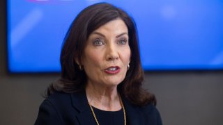 Melville, N.Y.: New York State Governor Kathy Hochul visits Newsday headquarters on Jan. 22, 2024 in Melville, New York. (Photo by Howard Schnapp/Newsday RM via Getty Images)