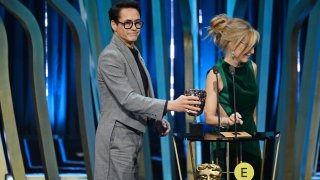 Robert Downey Jr. accepts the Supporting Actor Award for 'Oppenheimer'