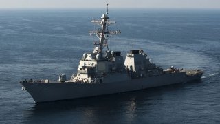 The Arleigh Burke-class guided missile destroyer USS Higgins in the Arabian Gulf in 2015.
