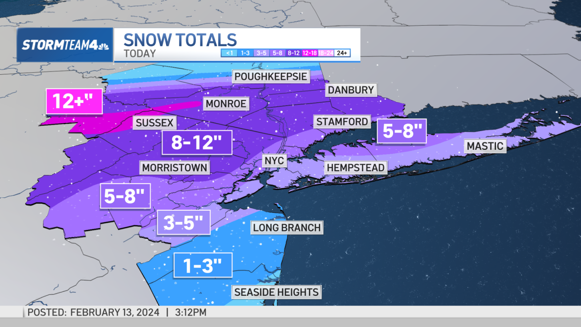 How much did it snow? Check totals here – NBC New York