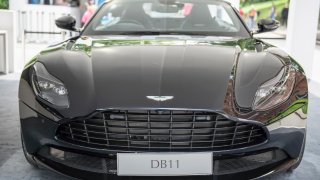 Exhibition of Aston Martin DB11 during the Turin Motor Show 2018. 