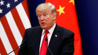 President Donald Trump meets business leaders at the Great Hall of the People in Beijing, China, in November, 2017.