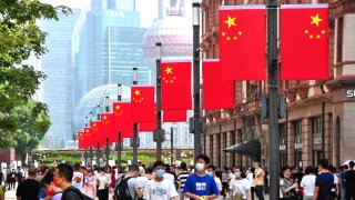 A Nanjing Road pedestrian street on October 1, 2022 in Shanghai, China.