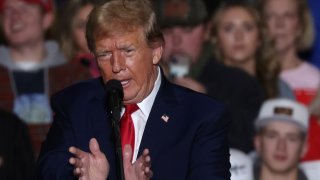 Republican presidential candidate and former U.S. President Donald Trump speaks during a campaign event at Greensboro Coliseum on March 2, 2024 in Greensboro, North Carolina. 