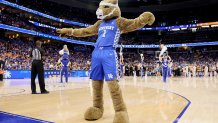 TAMPA, FLORIDA - MARCH 12:  Kentucky Wildcats mascot against the Tennessee Volunteers in the semifinals of the Men's SEC basketball Tournament at Amalie Arena on March 12, 2022 in Tampa, Florida. (Photo by Andy Lyons/Getty Images)