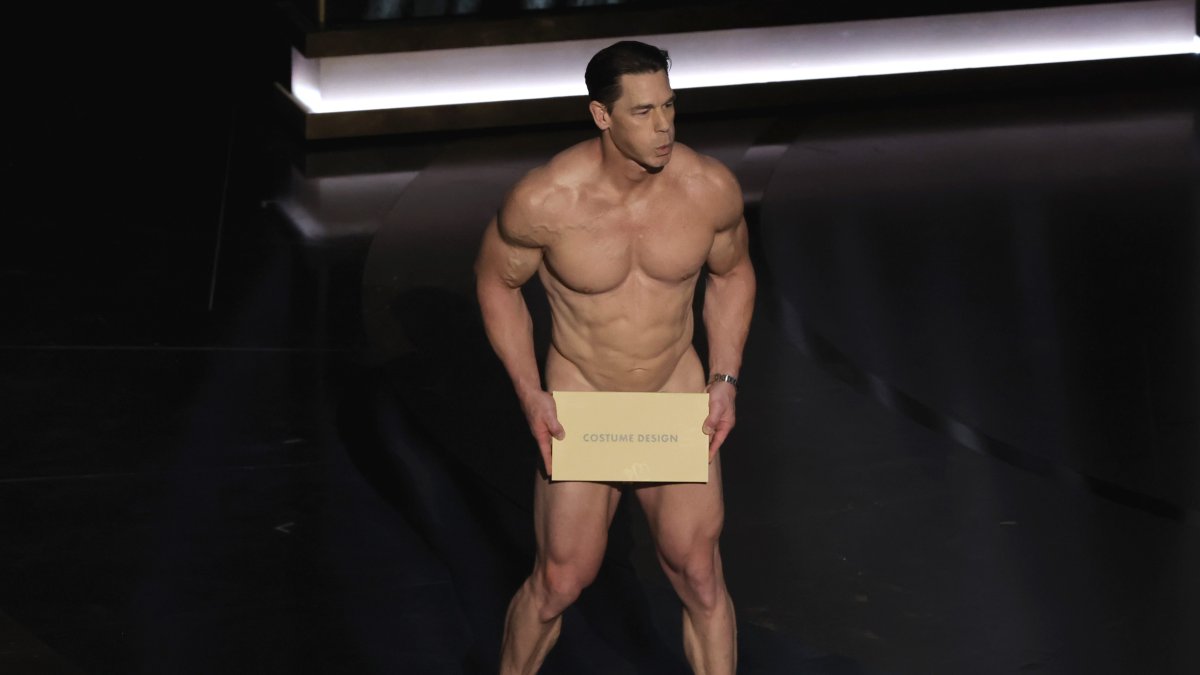 John Cena presents award naked at 2024 Oscars NBC New York