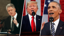 Former Presidents Bill Clinton, Donald Trump and Barack Obama delivering State of the Union speeches during each of their terms in the White House.