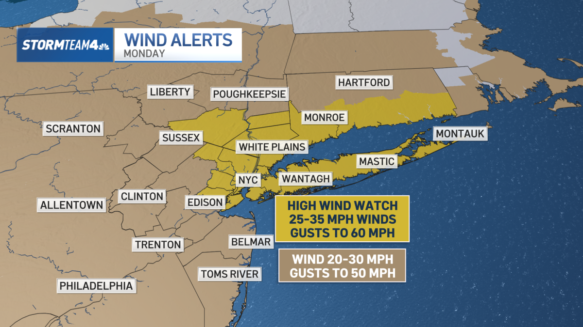 Monday brings dangerous wind threat for NYC area; 50 mph gusts likely
