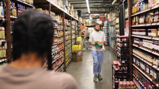 People shop at Lincoln Market on June 12, 2023 in the Prospect Lefferts Gardens neighborhood in the Brooklyn borough of New York City.