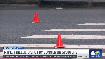 One person killed, three shot by gunmen on scooters in the Bronx