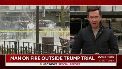 Man sets himself on fire outside Trump trial