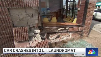 Car crashes into Long Island laundromat