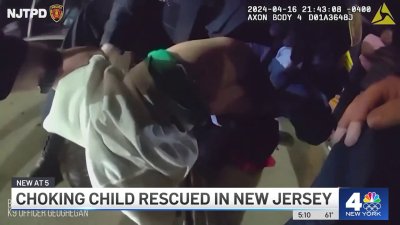 Dramatic bodycam video shows the moments New Jersey Transit officers save a choking child