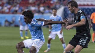 Talles Magno (43) of NYCFC controls ball during MLS regular