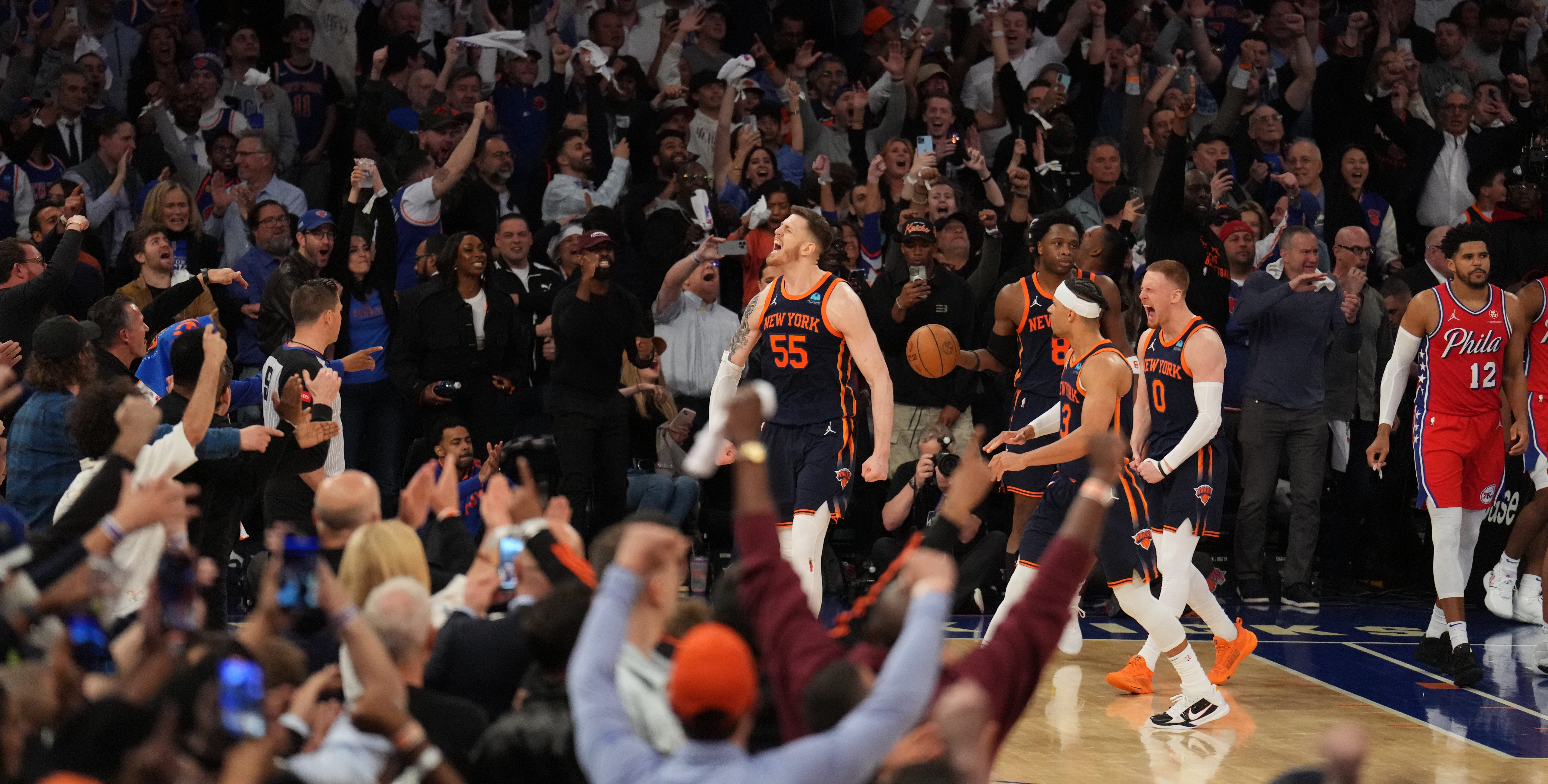 NBA Fans In Awe Of Thrilling Knicks 76ers Game 2 Ending NBC New York GettyImages 2148020606 