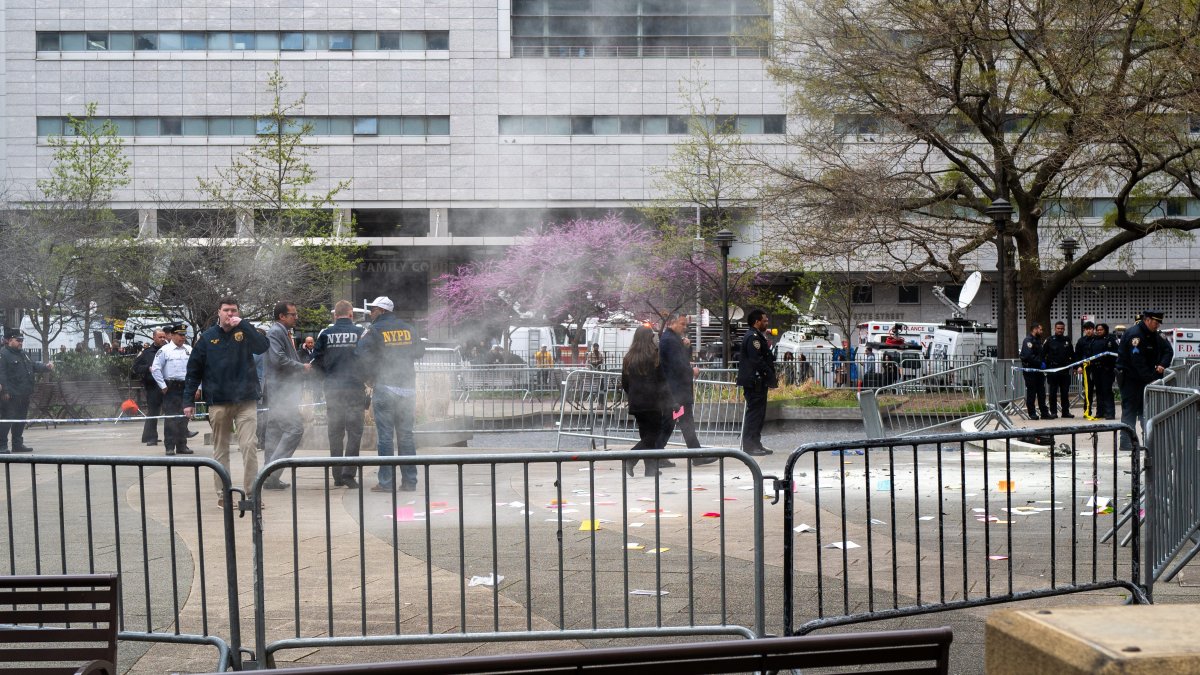 Man dies after setting himself on fire outside Manhattan courthouse where Trump faces hush money case – NBC New York