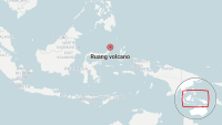 Tsunami alert after a volcano in Indonesia has several big eruptions and thousands are told to leave