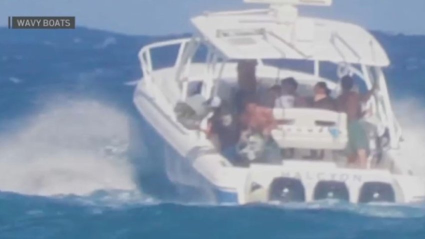 Viral video, which was posted on the Instagram account Wavy Boats, shows 10 people onboard the boat leaving Boca Inlet, as two of the people appear to toss buckets of trash into the water.