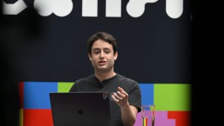 Dylan Field, co-founder and CEO of Figma, speaks at the startup’s Config conference in San Francisco on May 10, 2022.