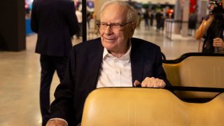 Warren Buffett walks the floor ahead of the Berkshire Hathaway Annual Shareholders Meeting in Omaha, Nebraska on May 3, 2024. 