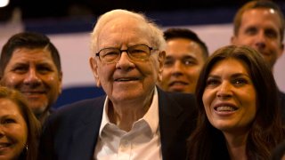 Warren Buffett walks the floor ahead of the Berkshire Hathaway Annual Shareholders Meeting in Omaha, Nebraska on May 3, 2024.