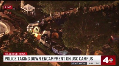 Police begin to clear protesters from USC campus