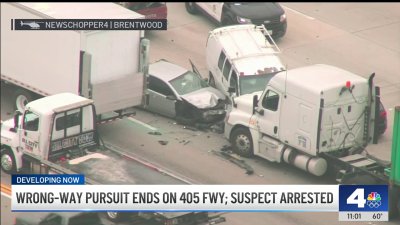 Chase ends in wrong-way crash on 405 Freeway