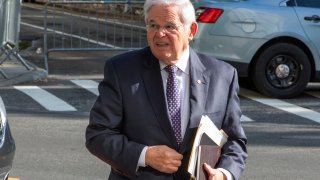 Sen. Robert Menendez, D-N.J., arrives at federal court, Tuesday, May 28, 2024.