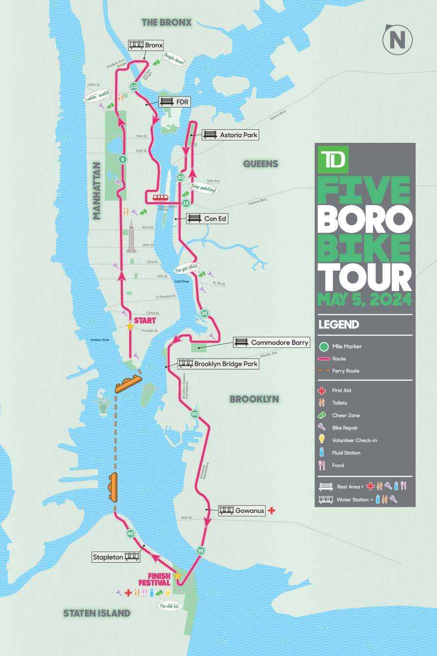 Five boro bike tour 2024 wave map