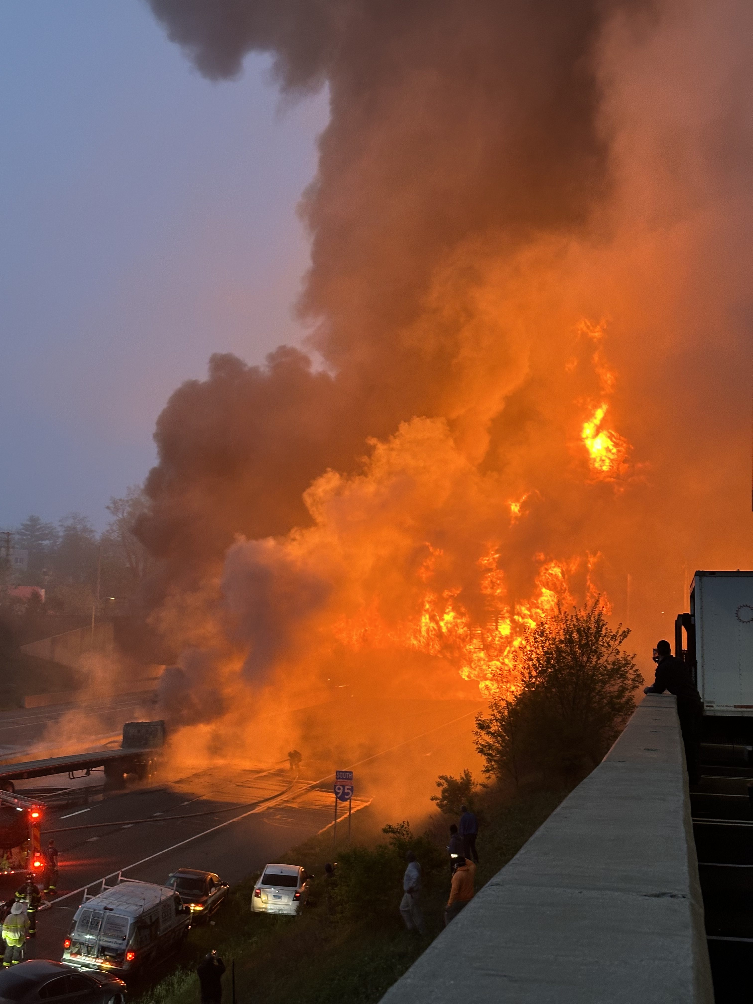 Photos: Fiery crash closes I-95 in Norwalk