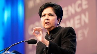 Indra Nooyi speaks on stage during Watermark Conference For Women 2020 at San Jose Convention Center on February 12, 2020 in San Jose, California.