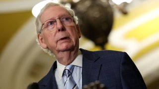 Senate Minority Leader Mitch McConnell, R-Ky., speaks during a press conference following the weekly Senate caucus luncheons on Capitol Hill in Washington, April 9, 2024.