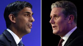 U.K. Prime Minister Rishi Sunak (left), leader of the incumbent Conservatives, and opposition leader Sir Keir Starmer of the Labour Party. The politicians traded barbs in their first head-to-head debate on Tuesday ahead of the July 4 General Election.