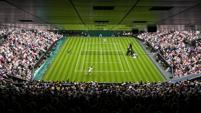 Novak Djokovic at Wimbledon far view