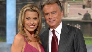 FILE – Vanna White, left, and Pat Sajak make an appearance at Radio City Music Hall for a taping of celebrity week on “Wheel of Fortune” in New York on Sept. 29, 2007.