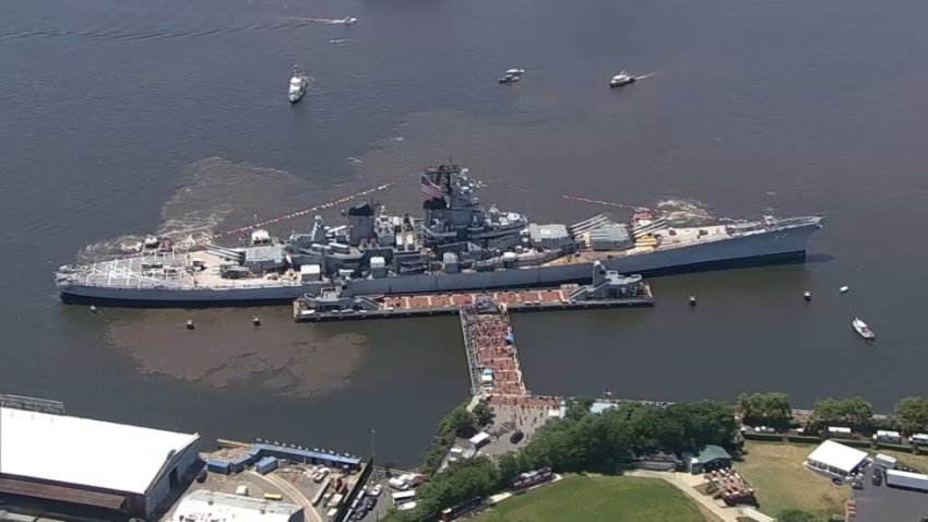 Battleship New Jersey return to Camden dock on June 20, 2024.
