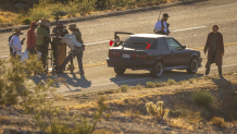 Photographer Sicco Rood captured shots of the untitled "BC Project" filming in Anza-Borrego. Leonardo DiCaprio and Sean Penn were on set for one scene that appeared to be a car chase.