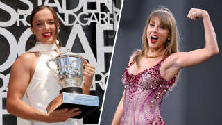 Iga Swiatek (left), Taylor Swift (right)