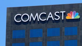 The Comcast NBC logo is shown on a building in Los Angeles, California, June 13, 2018.