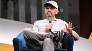 Gary Vaynerchuk speaking at the Global Citizen NOW Summit at The Glasshouse on April 28, 2023 in New York City.