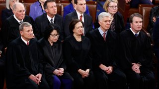 U.S. Supreme Court Justices attend as U.S. President Joe Biden delivers the State of the Union address at the U.S. Capitol in Washington, D.C., March 7,  2024. 