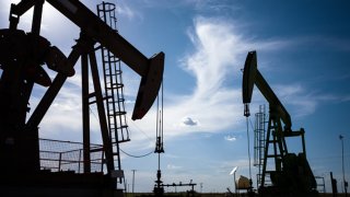 An oil pump jack is shown in a field on June 27, 2024 in Stanton, Texas.