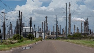 A refinery ahead of Hurricane Beryl’s landfall in Corpus Christi, Texas, US, on Sunday, July 7, 2024.