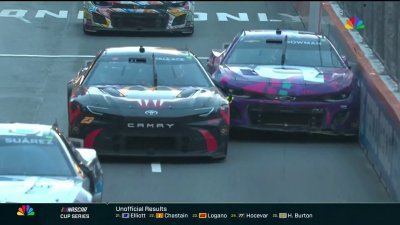 Bubba Wallace puts Alex Bowman into the wall on victory lap after rain-filled Chicago Street Race